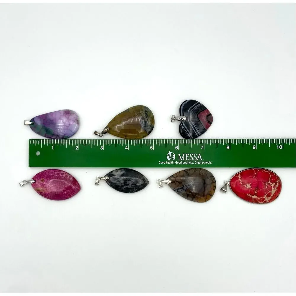 Destash Lot 18 Stone Pendants & Bails Jewelry Making Plus 1 Glass Pendant Lot #1